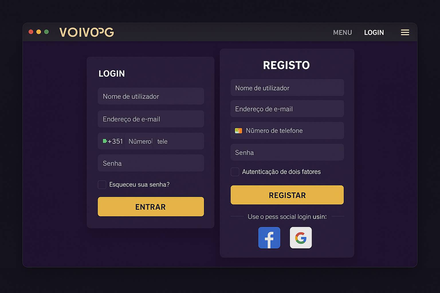 Não Perca tempo, o rRgistro na site VOIVOPG